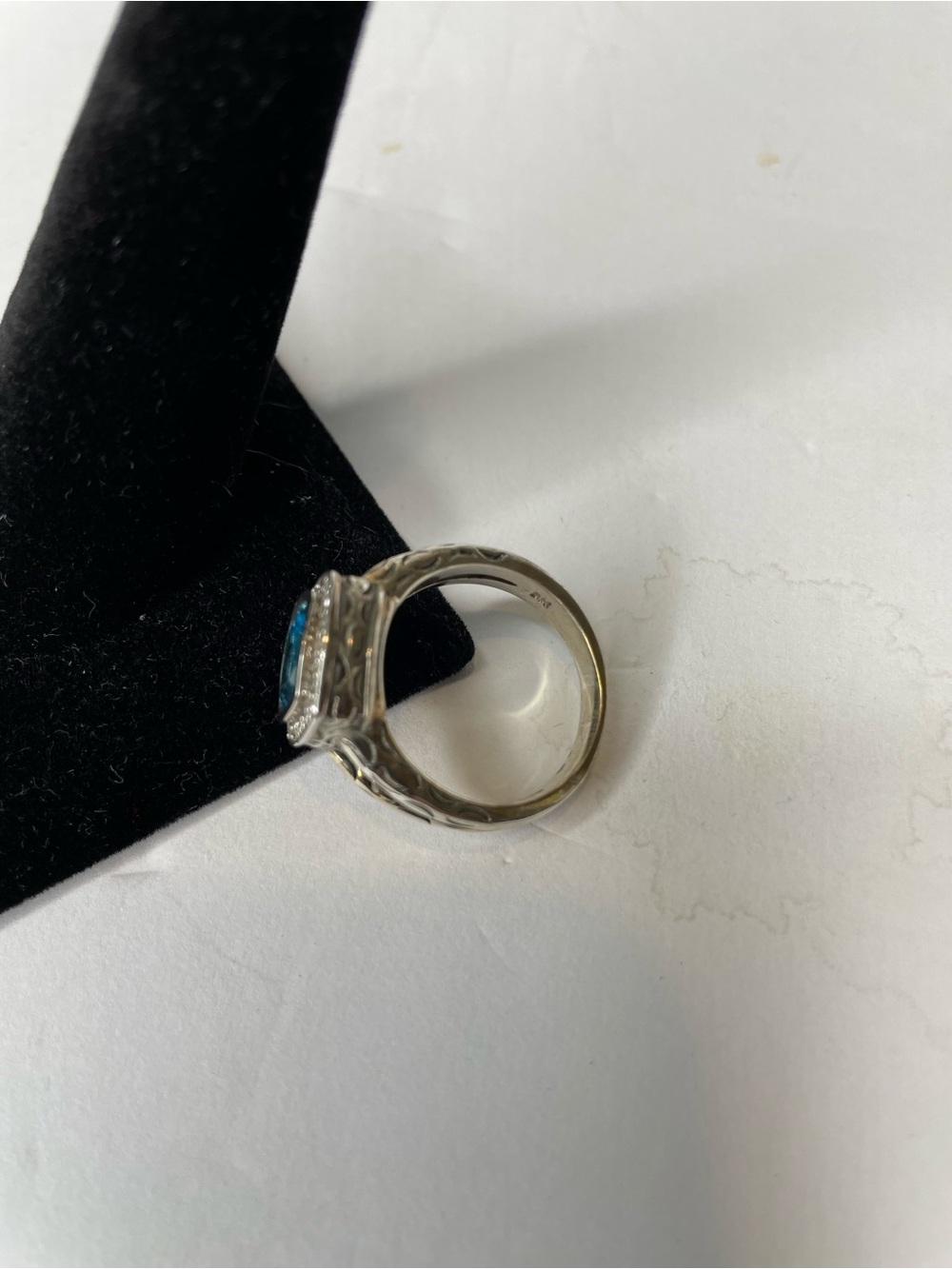 Effy Blue Topaz Halo Diamond Sterling Silver Ring Size 7.5 - Picture 10 of 14